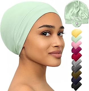 Sponsored Ad - Silk Satin Bonnet Hair Wrap Cover Sleep Cap for Sleeping Beanie Night Adjustable Headwear Lined Nurse Cap B...