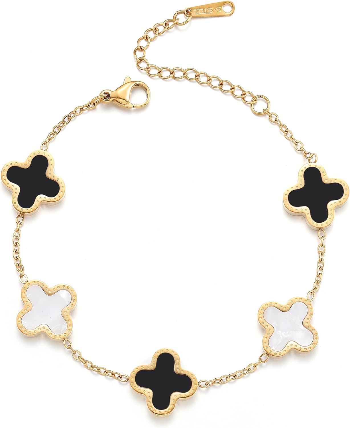 18K Gold Plated Clover Bracelet for Women Lucky Simple Four leaf Bracelets Cute Colorful Bracelets Trendy Jewelry Gifts for Women