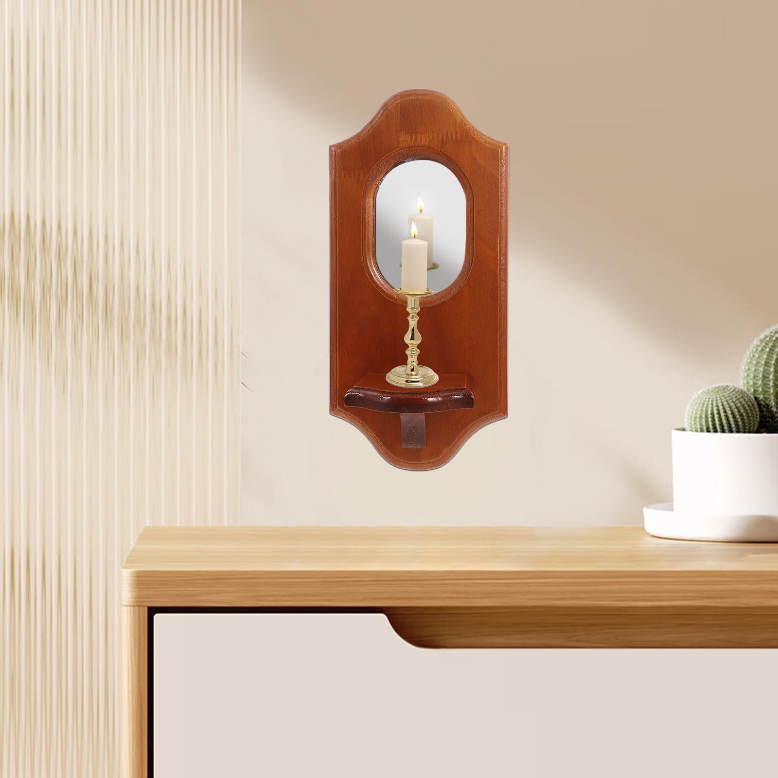 Wandkerzenhalter und Glas mit Vintage Design Braun zur Wandmontage für Wohnzimmer und Arbeitszimmer Dekorative Wanddekoration und Duftkerzenhalter