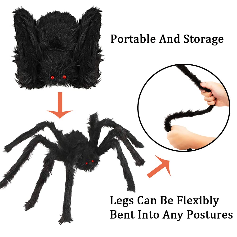 Halloween Realistische Haarige Spinnen Set, 6 Pack Halloween Spinnen Requisiten, Gruselige Spinnen mit verschiedenen Größen für Innen- und Außendekorationen