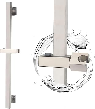 Bathroom Shower Slide Bar with 360 Adjustable Handheld Shower Head Holder Wall Mount Shower Bar SUS 304 Stainless Steel, Brushed Nickel