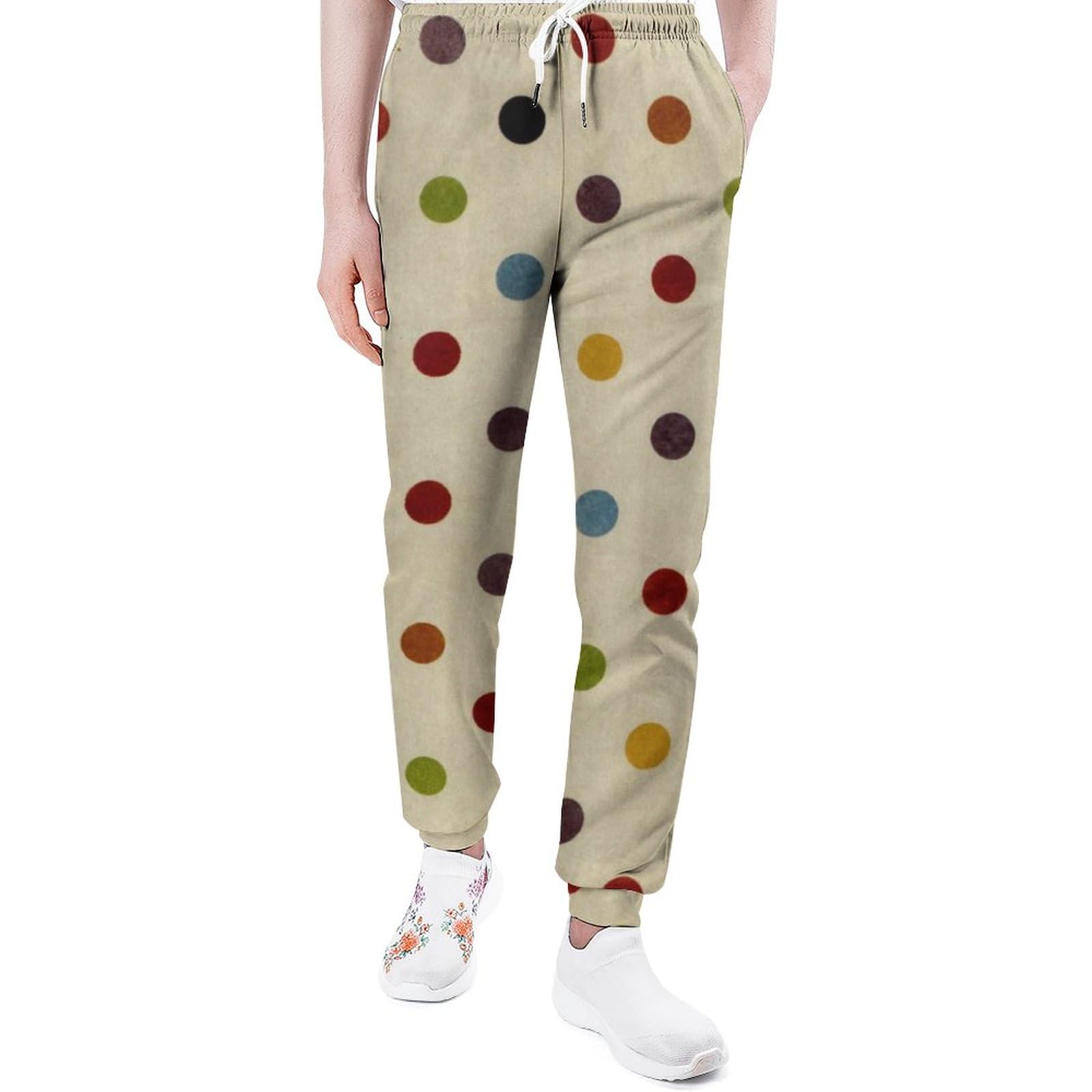 Amazon.co.jp: ロングパンツ カラフル 水玉 ドット ジョギングパンツ