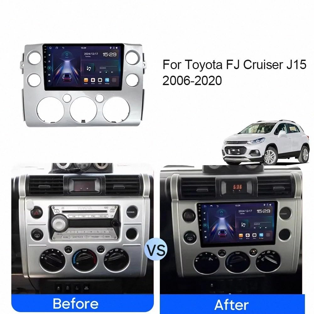 Car Stereo Carplay Radio de Coche para Toyota Land Cruiser FJ 2007-2017 Soporta Bluetooth, Control Volante, USB, WiFi, 4G, Mirror-Link, GPS Navegador/Radio FM, 4 Nuclear 2G+32G