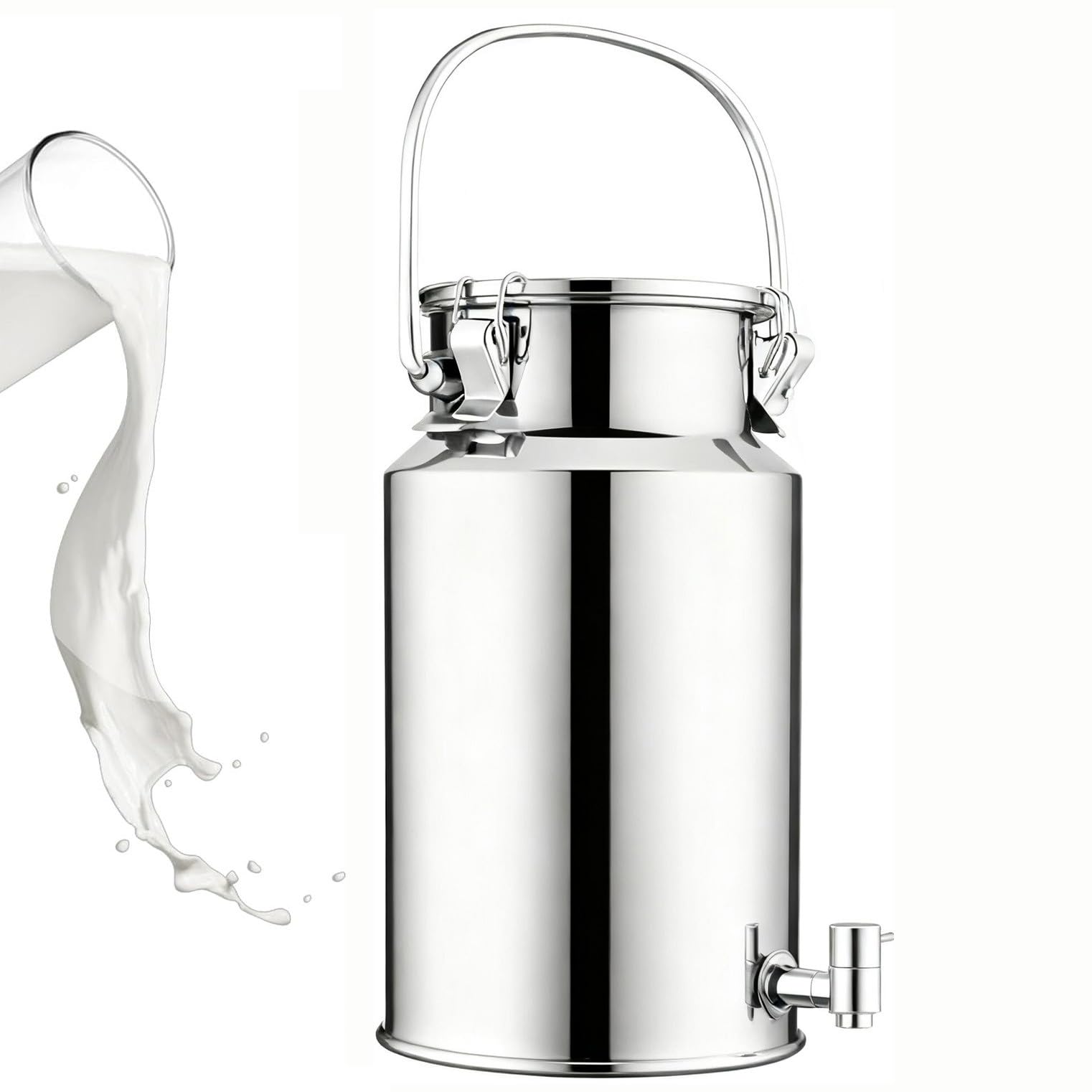 Lechera Acero Inoxidable 3/5/10/15 litros 201,lechera Acero Inoxidable con Tapa con Tapa con Asa, para Transportar o Almacenar Leche(Liter,15L)