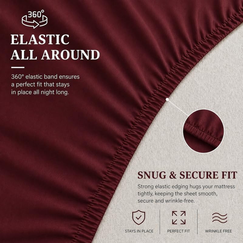 Image of Premium Waterproof Mattress Protector Cover Single Bed | Breathable Terry Cotton Bed Protector, Single Bed (72 X 36, 6 X 3 Feet - 2 to 10 inch - Maroon)
