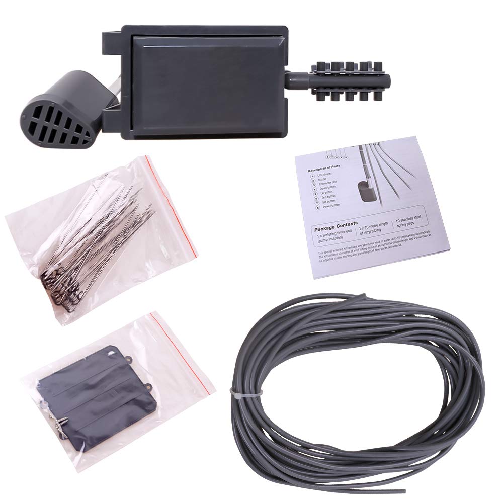 10 Plantas Temporizador de riego Inteligente con Sistema de riego automático Controlador de riego por Goteo, Gris