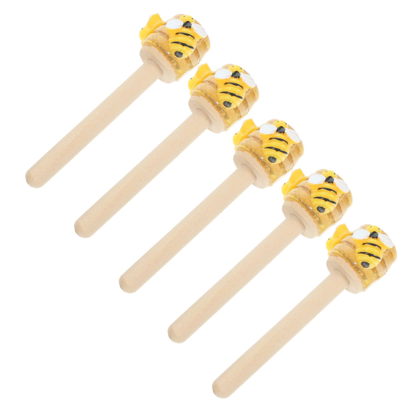 MERRYHAPY 5Pcs Bee Honey Dipper Decor Cute Honey Dippers with Fake Honey Bee for Tiered Tray Display for Party Farmhouse Kitchen Centerpiece