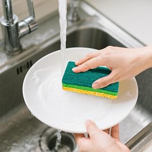 8 spugne di cellulosa compresse, spugna di pulizia naturale, antigraffio, resistente, antiaderente, per casa, cucina, bagno, auto, vetro, finestre, 4 colori