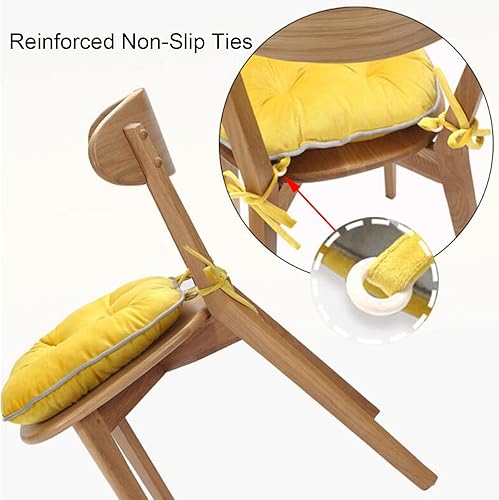 Miniatura 5 de MILEVO Almohadillas de terciopelo para sillas de comedor con lazos, almohadillas para sillas de comedor, almohadilla antideslizante para asiento
