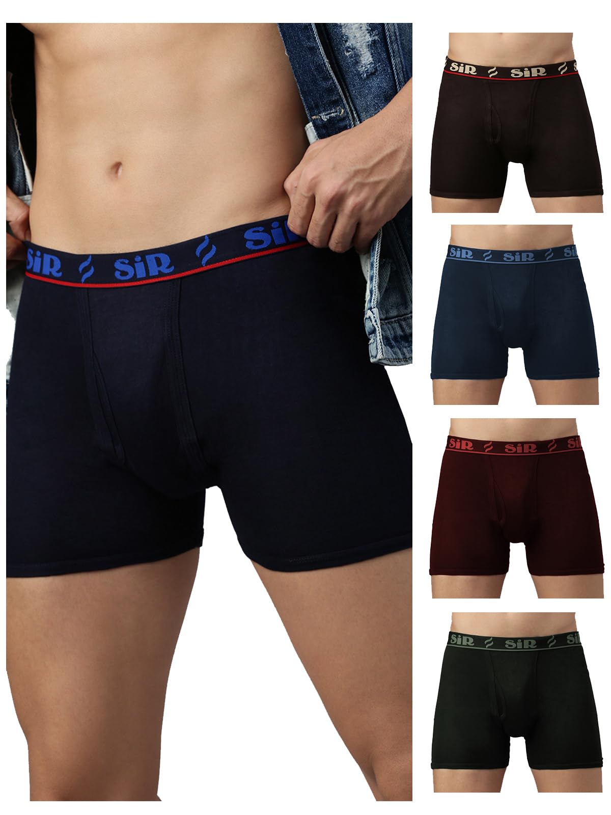 sir Men's ICD Combed Organic 100% Pure Cotton Regular Fit Solid Colour Trunks Waistband Underwear for Men (Colour & Prints May Vary)|4 Way Stretchability-picture-18