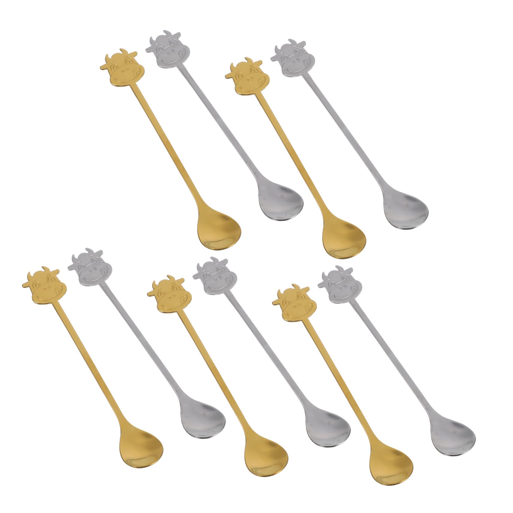 Cuillères à café pour le thé au motif de vache design argent et or