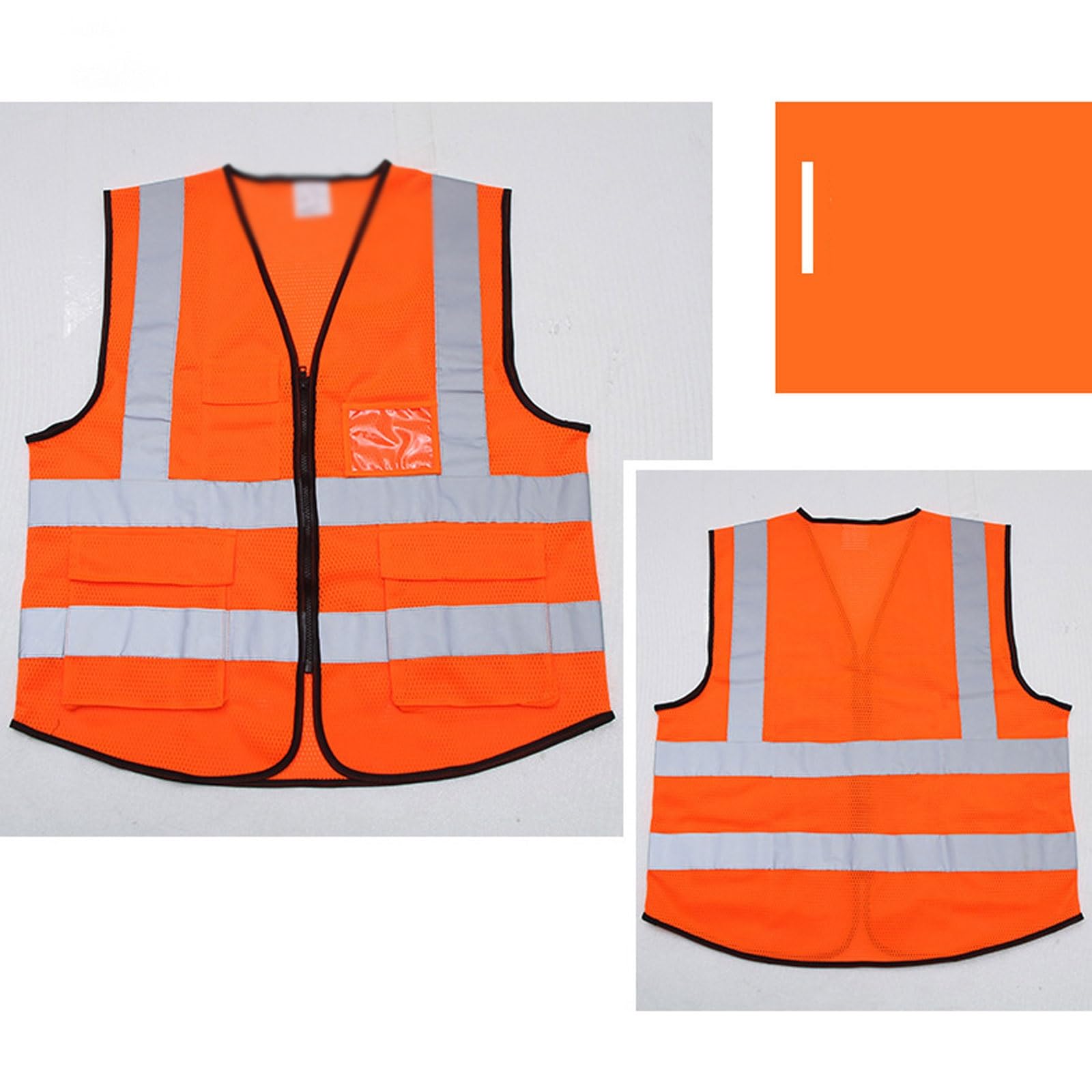 Chaleco de seguridad de malla de alta visibilidad for hombre y mujer, con múltiples bolsillos y cremallera frontal, reflectante. chaleco reflectante