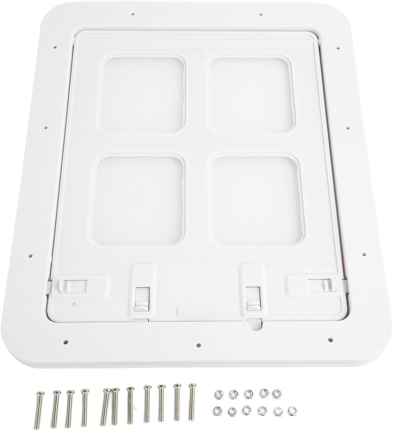 Pet Screen Door with Burr Free Edges, Noiseless Design, Durable ABS Plastic, Magnetic Cat Flap Door - Easy Installation, Prevention, Safe and Convenient for Pets (S)