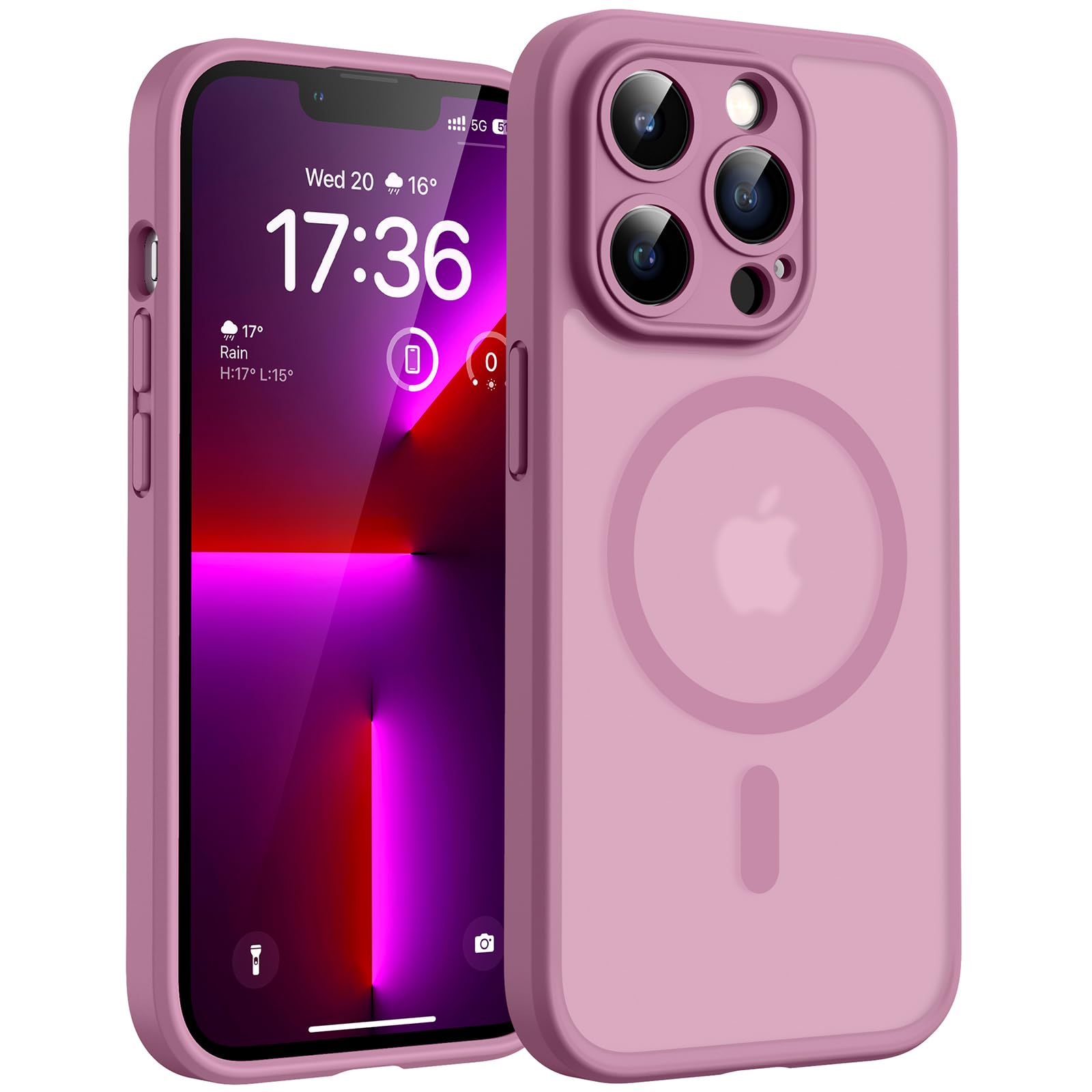 TOCOL Cover Magnetica per iPhone 13 Pro Max 6,7 Pollic, Compatibile con MagSafe, Protezione Fotocamera Integrata, Custodia Antiurto Traslucida Opaca, Lilla Viola