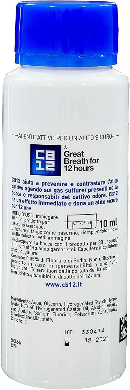 CB12 Mint Menthol Safe Breath Mouthwash (250ml) - Pack of 2