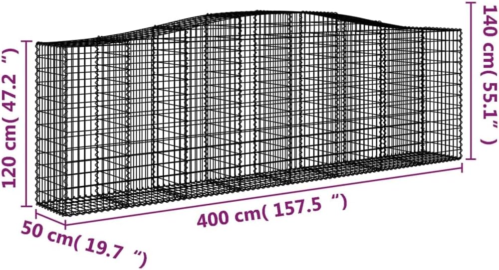 Galvanized Steel Gabion Basket Set of 2 Extra Large 157.5 x 19.7 x 55.1 in Silver Planter Box Outdoor Raised Garden Bed for Patio Backyard Landscaping
