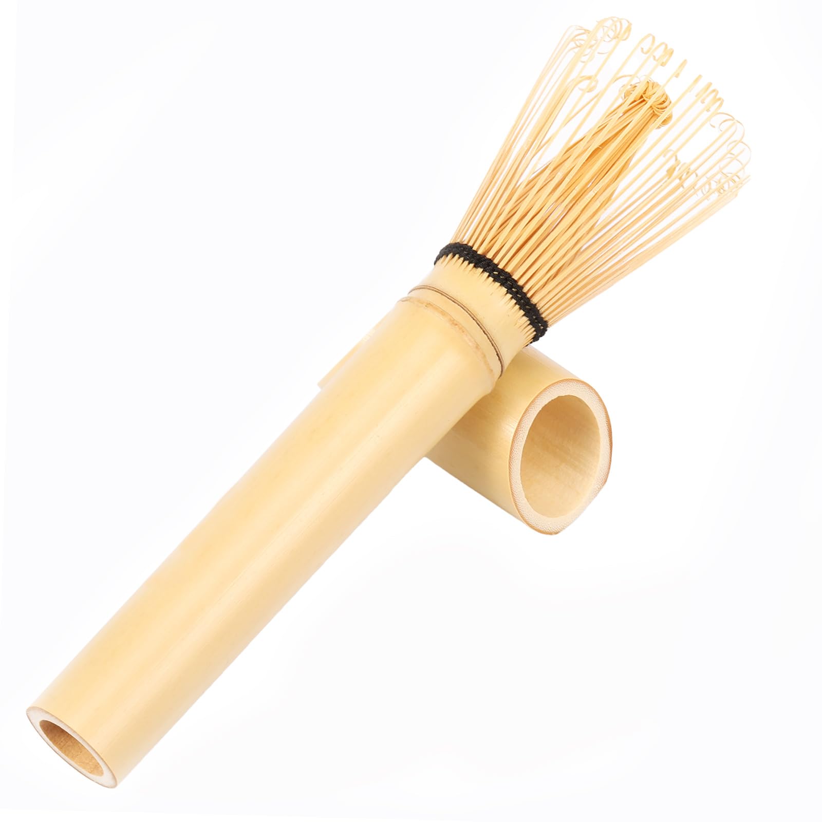 LCZNXJJY Bamboo Matcha Whisk, Long Handle Matcha Stirrer with Bamboo Stand, Traditional Japanese Chasen, Handcrafted Matcha Mixer Smooth Frothing Tool for Authentic Tea Preparation