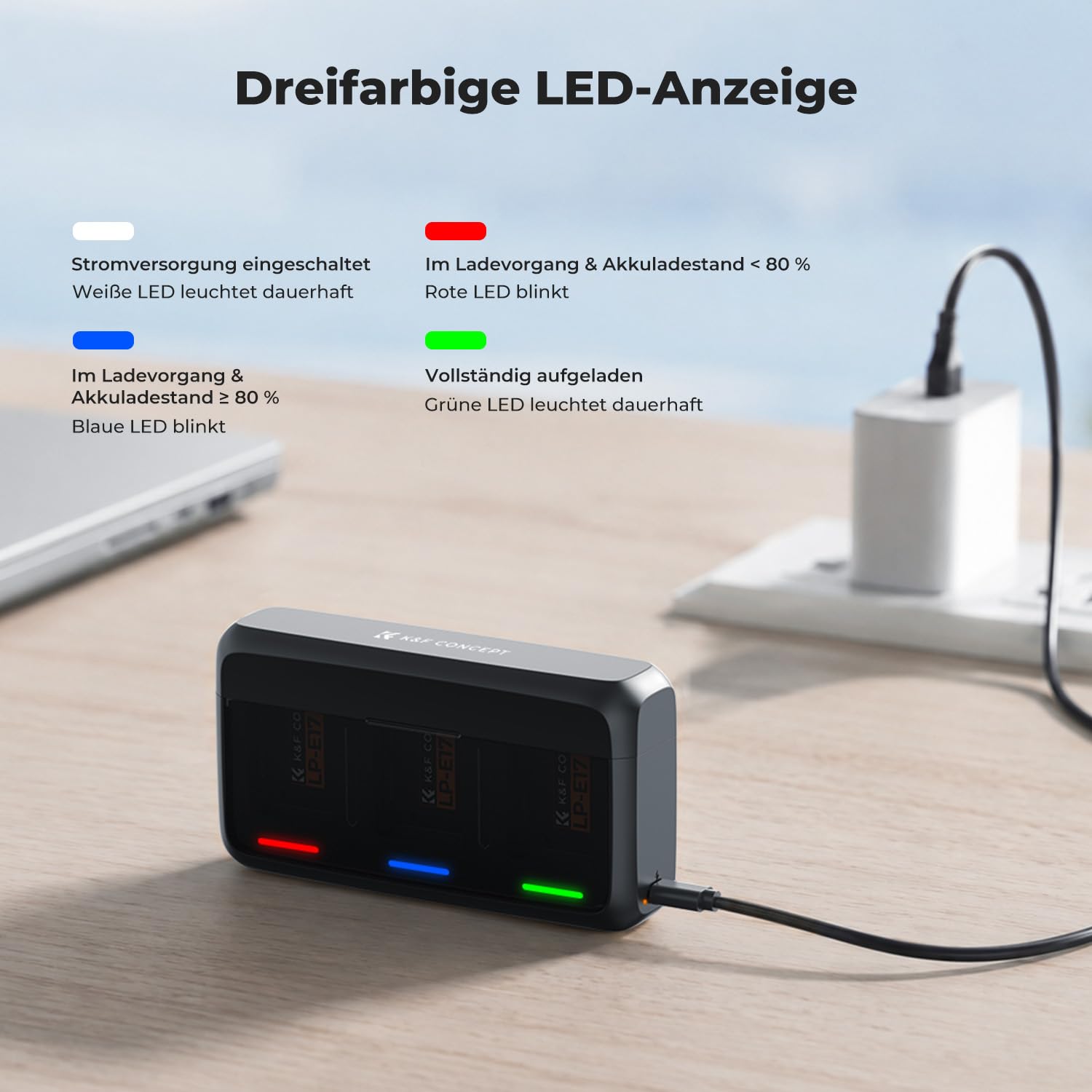 K&F CONCEPT LP-E17 Akku 1250mAh (3er Pack) mit 20W LED PD Schnellladegerät Kompatibel mit Canon EOS R50 R100 RP R10 R8, Powershot V1, T8i T7i T6i T6s SL2 SL3 M3 M5 M6 200D 750D 760D 800D 8000D