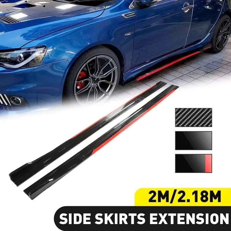 Faldón lateral ajustable de coche de 2,18m en negro brillante para extensiones de parachoques 2