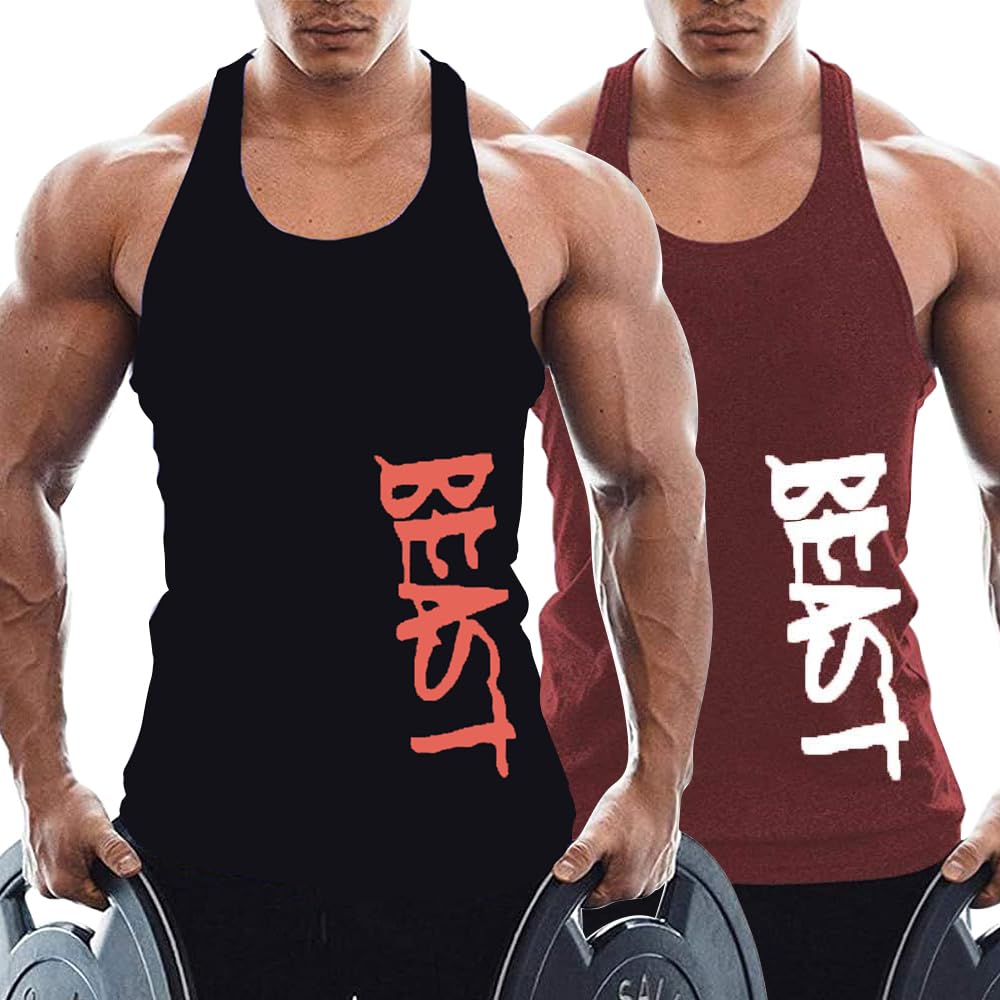 Herren Tanktop Beast Gym Stringer Shirt Baumwolle…
