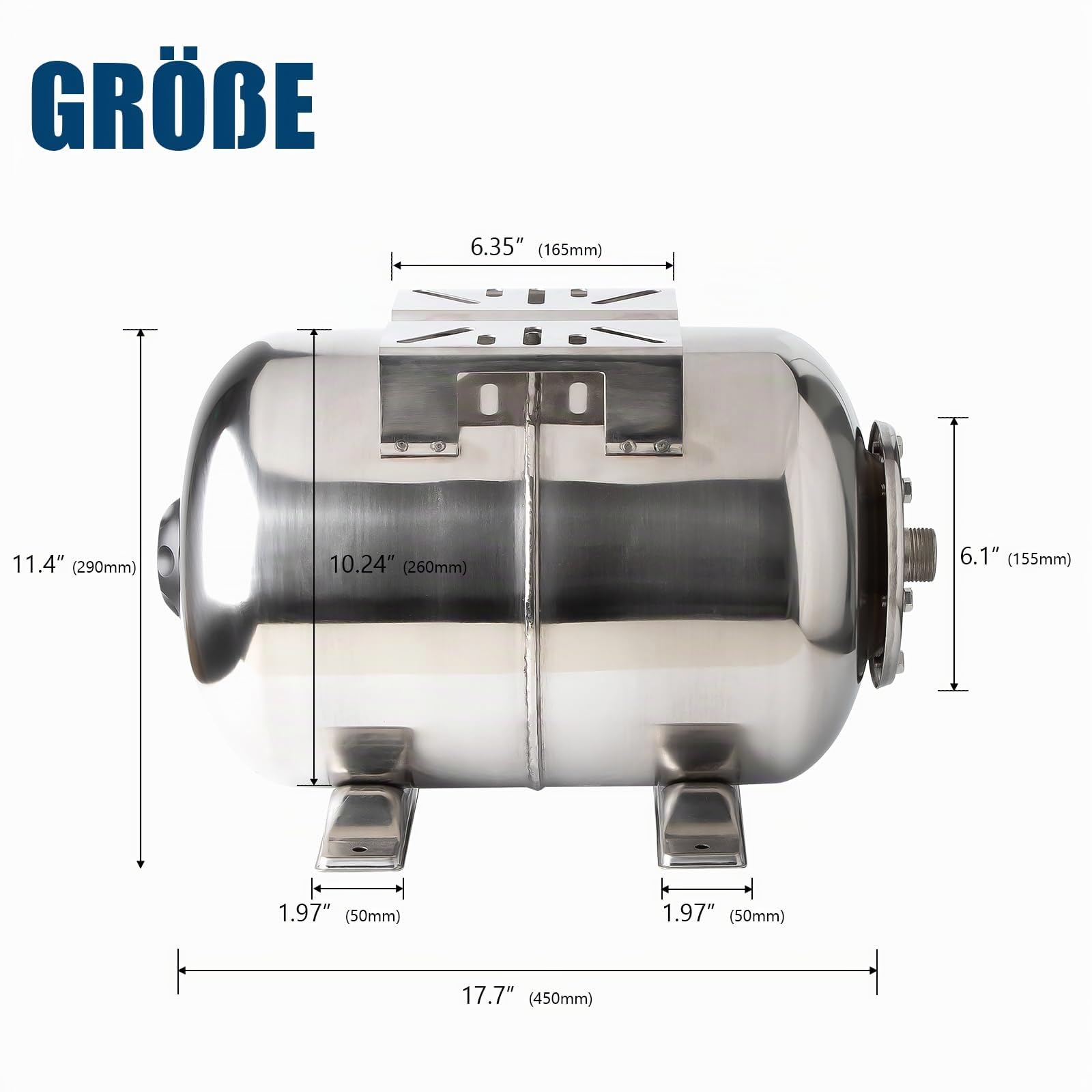GAsupply Vaso di espansione in acciaio inox da 24 l, caldaia a membrana per impianti di acqua domestica e sistemi di sovrapressione con membrana EPDM
