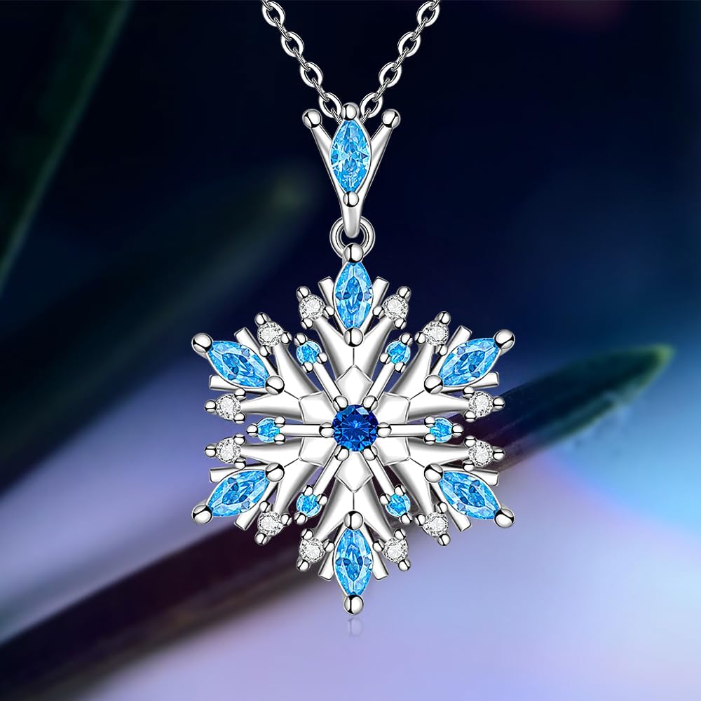 Fenthring Snowflake Necklace Christmas Necklace for Women Sterling Silver Snowflake Pendant Jewelry Xmas Holiday Gifts - Image 6