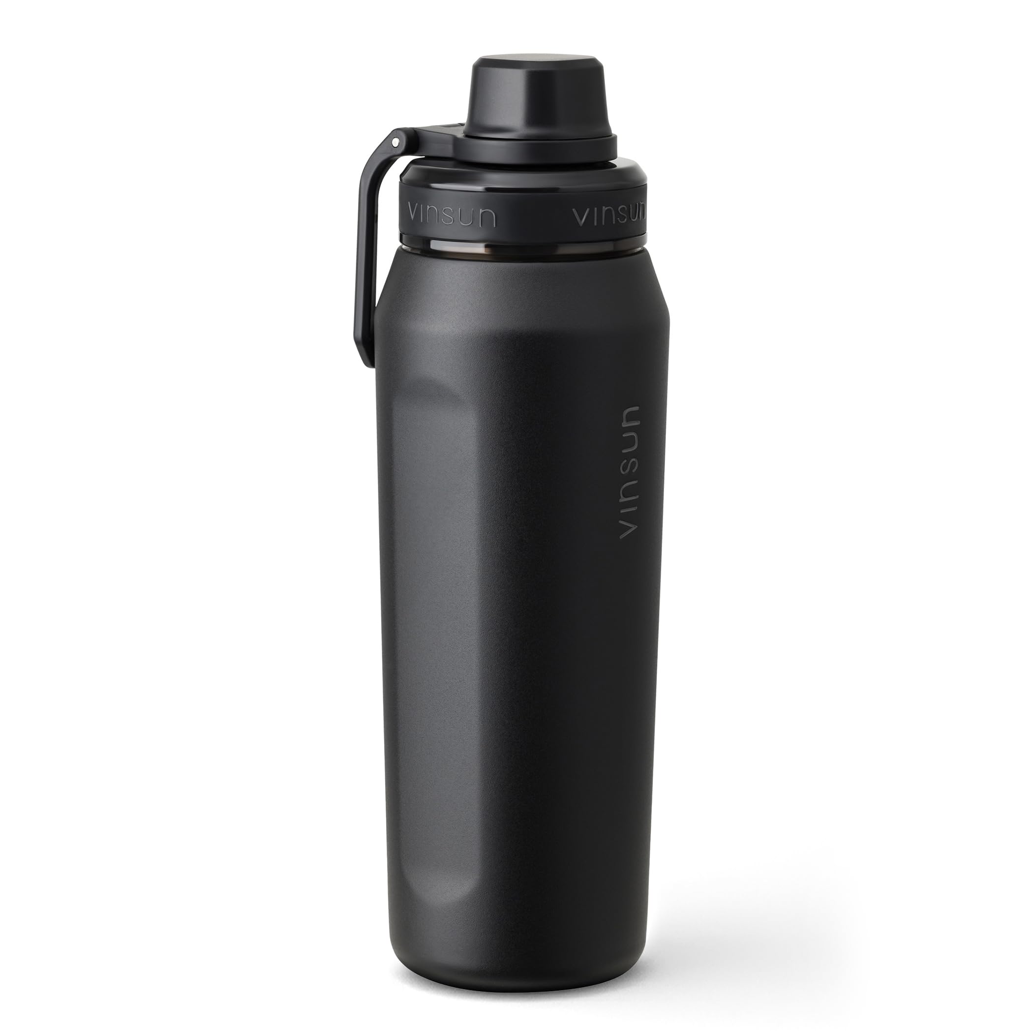 Vinsun Stainless Steel Water Bottle 750ml Black – Leak-Proof, Double-Walled Insulation, BPA-Free, for Hot & Cold Drinks – Slim Drinks Bottle for Sports