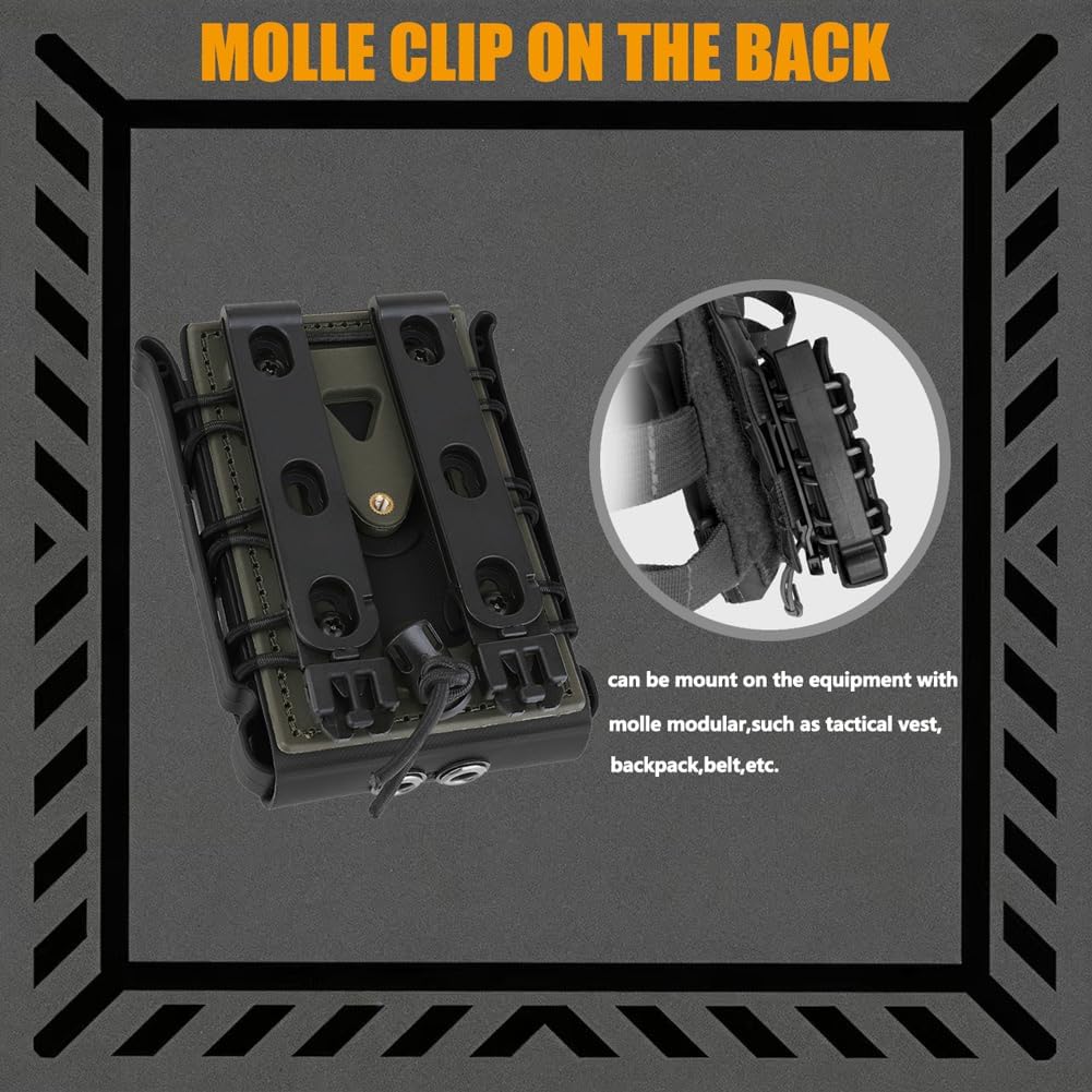 5.56mm Magazine Pouch 7.62mm with MOLLE Clip and Belt Clip Universal Open Top Mag Carrier - Image 6