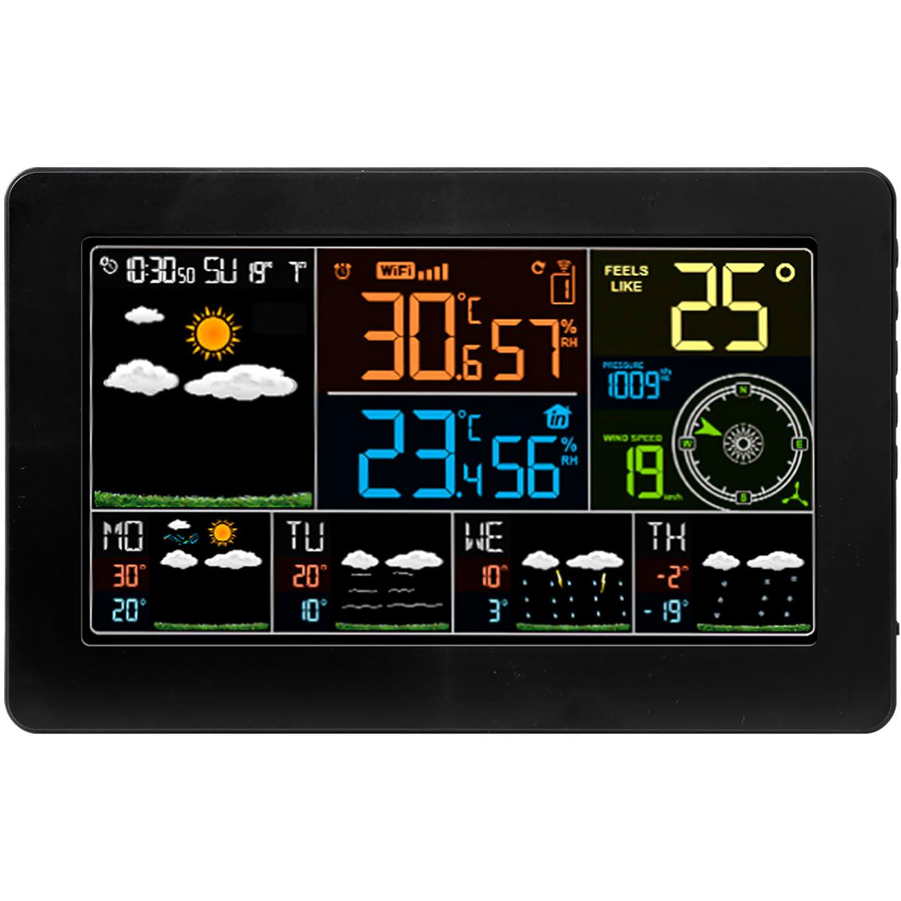WLAN-Wetterstation mit Aussensensor – Digitale Wetterstation mit App & 5-Tage-Prognose, Thermometer, Hygrometer & Barometer