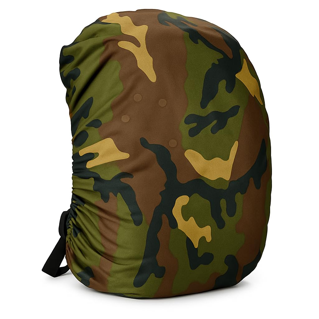Waterproof Rain Cover for Backpack Bags - Premium Rainproof Elastic Adjustable for Trekking & Laptop, School Bag Cover, Luggage Bag Cover with Pouch, 35L, Military Pattern-1ps-image-33