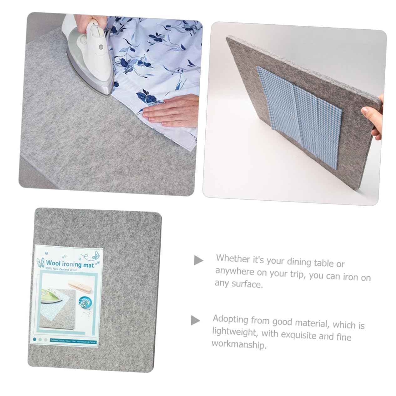 IMIKEYA Tappetino da stiro in feltro di lana, resistente al calore, per trapuntatura e cucitura, lavabile e portatile, protezione efficace per indumenti