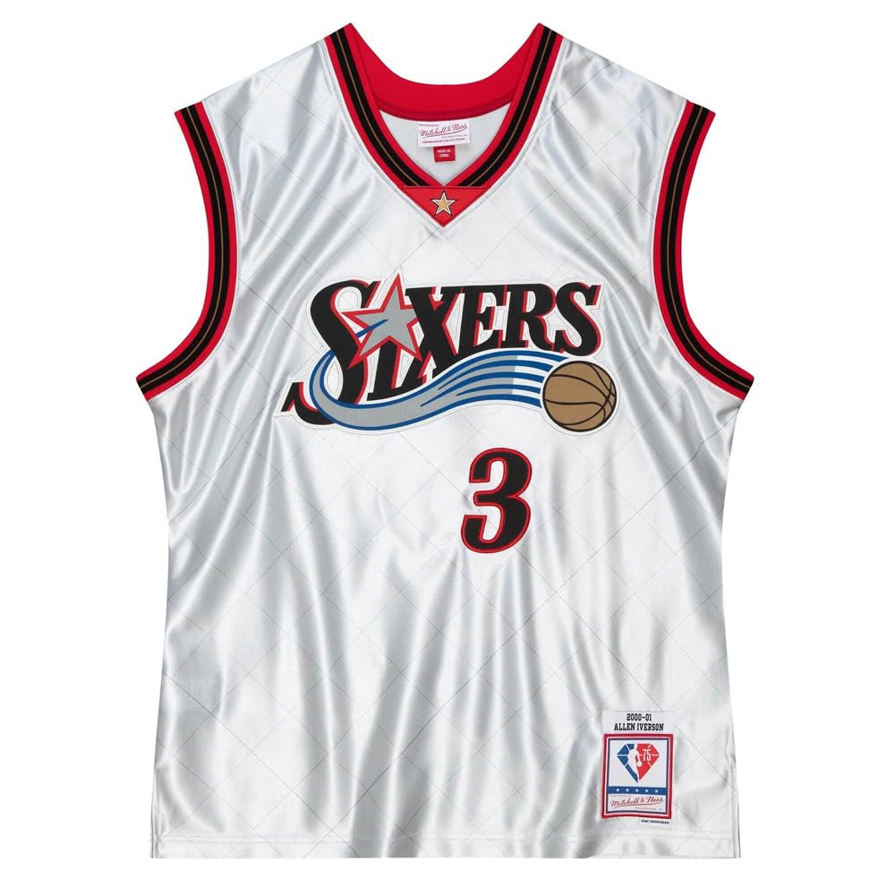 Mitchell & Ness Mens 75Th Platinum Swingman V-Neck Replica Jersey Basketball Casual - Silver