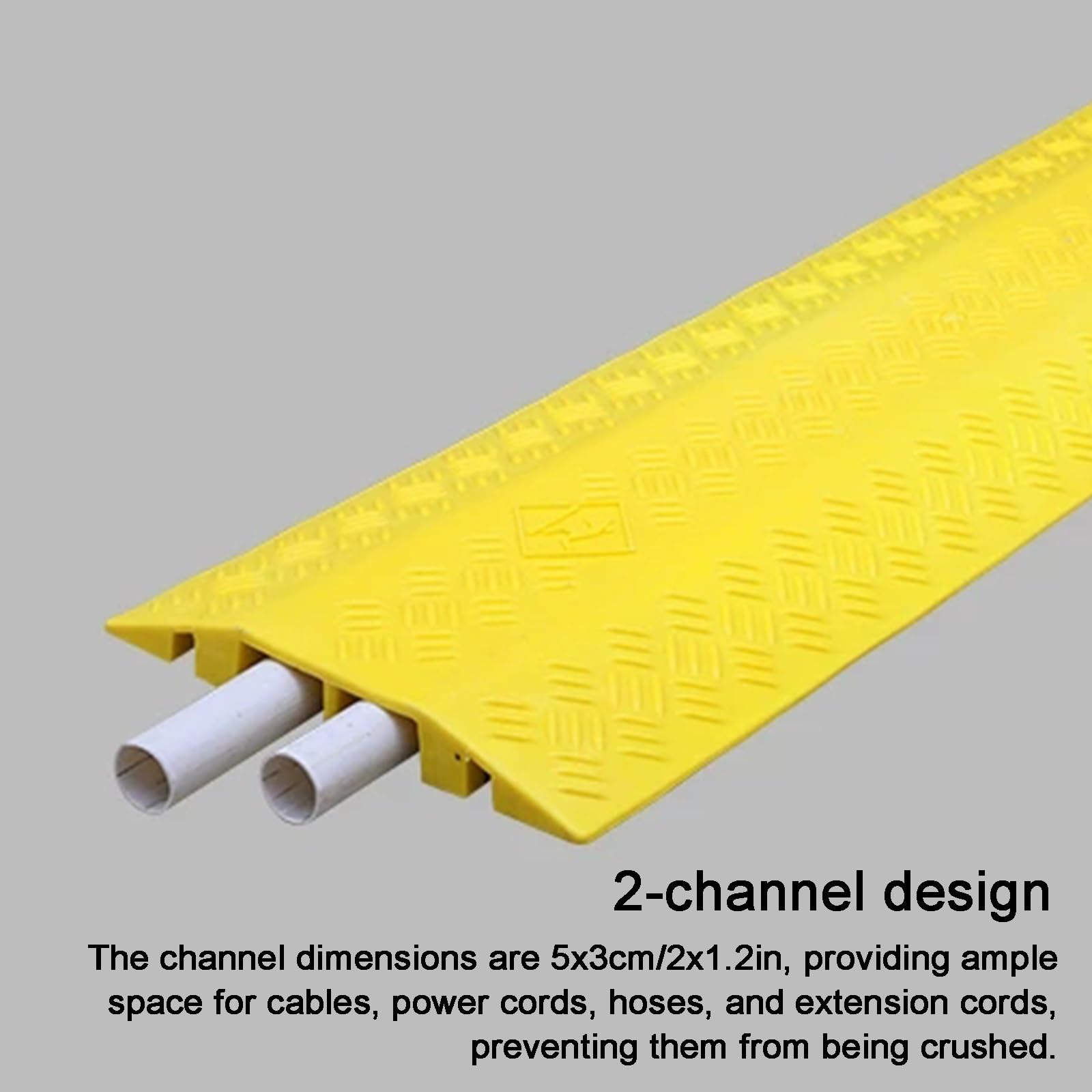 Pasacables Suelo de PVC, Canaleta Cables Suelo de 2 Canales, Capacidad de 300 kg, para Ocultar/mangueras/tuberías, Uso en Interiores