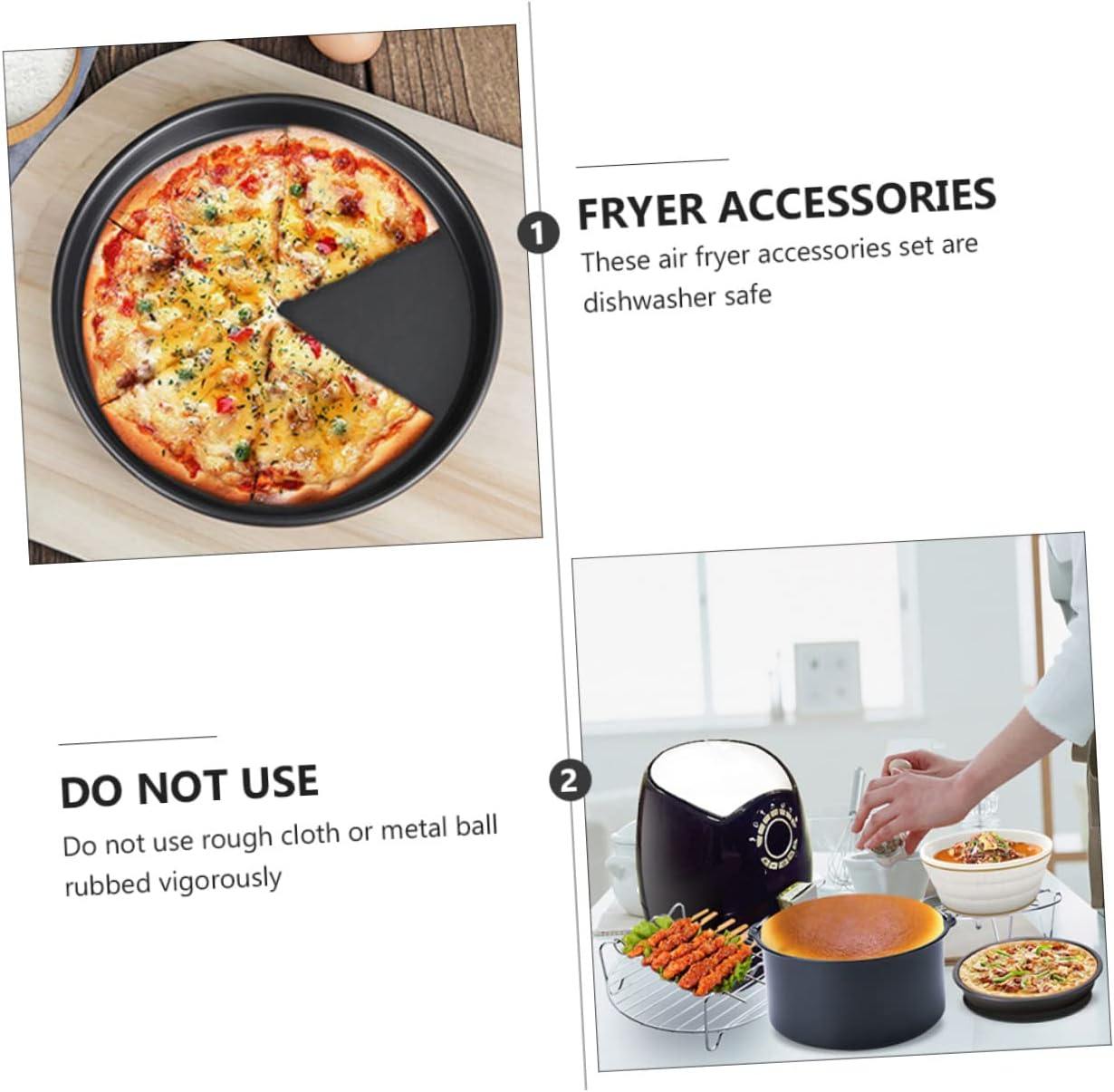 Garneck 6pcs Complete Baking Set Air Fryer Baking Pan Rack Pizza Tray Bakeware for for Family