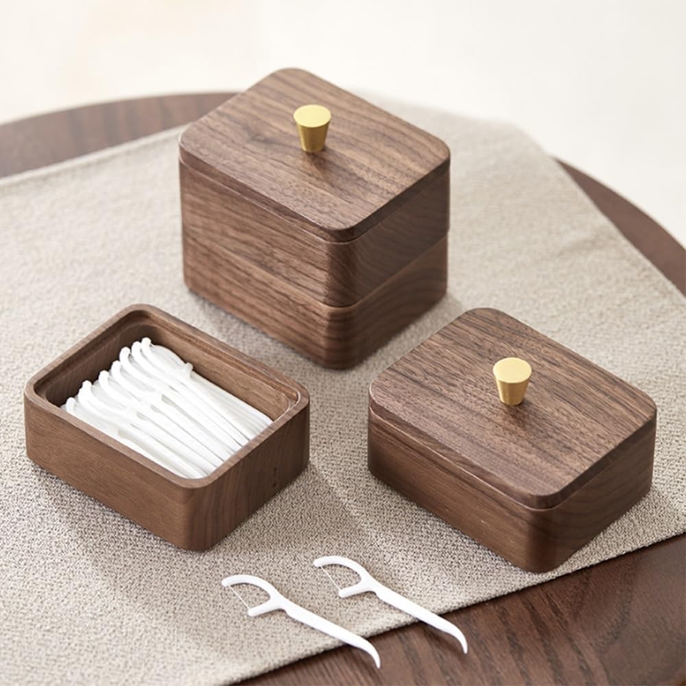 Toothpick Dispenser Multifunctional Dental Floss Storage Box 2-Layer Cotton Swab Toothpick Storage Box Holder Desktop Decoration Toothpicks for Appetizers