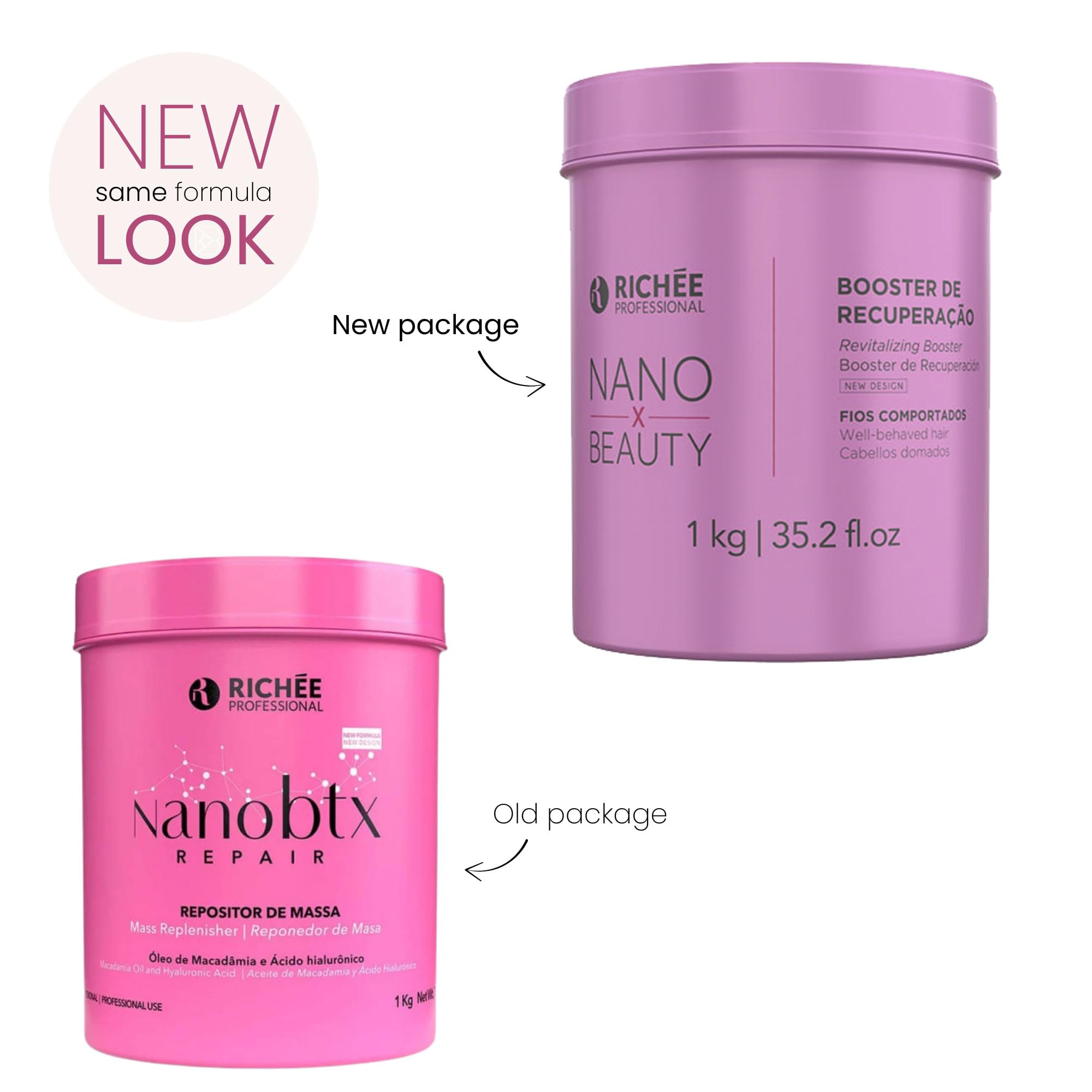 Richee Professional NanoBTX Repair Thermo Aktivierte Massenergänzer 1000 gr für Geschädigtes Haar