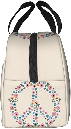 Miniatura 7 de Bolsa de almuerzo aislada reutilizable con símbolo de la paz para mujeres y hombres, impermeable, lonchera térmica para el trabajo, oficina, viajes,