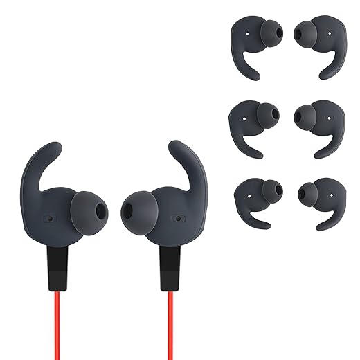 Kwmobile 6x cover in silicone con gancio compatibile con huawei am61 xsport- set coperture per cuffiette in-ear - in 3 misure
