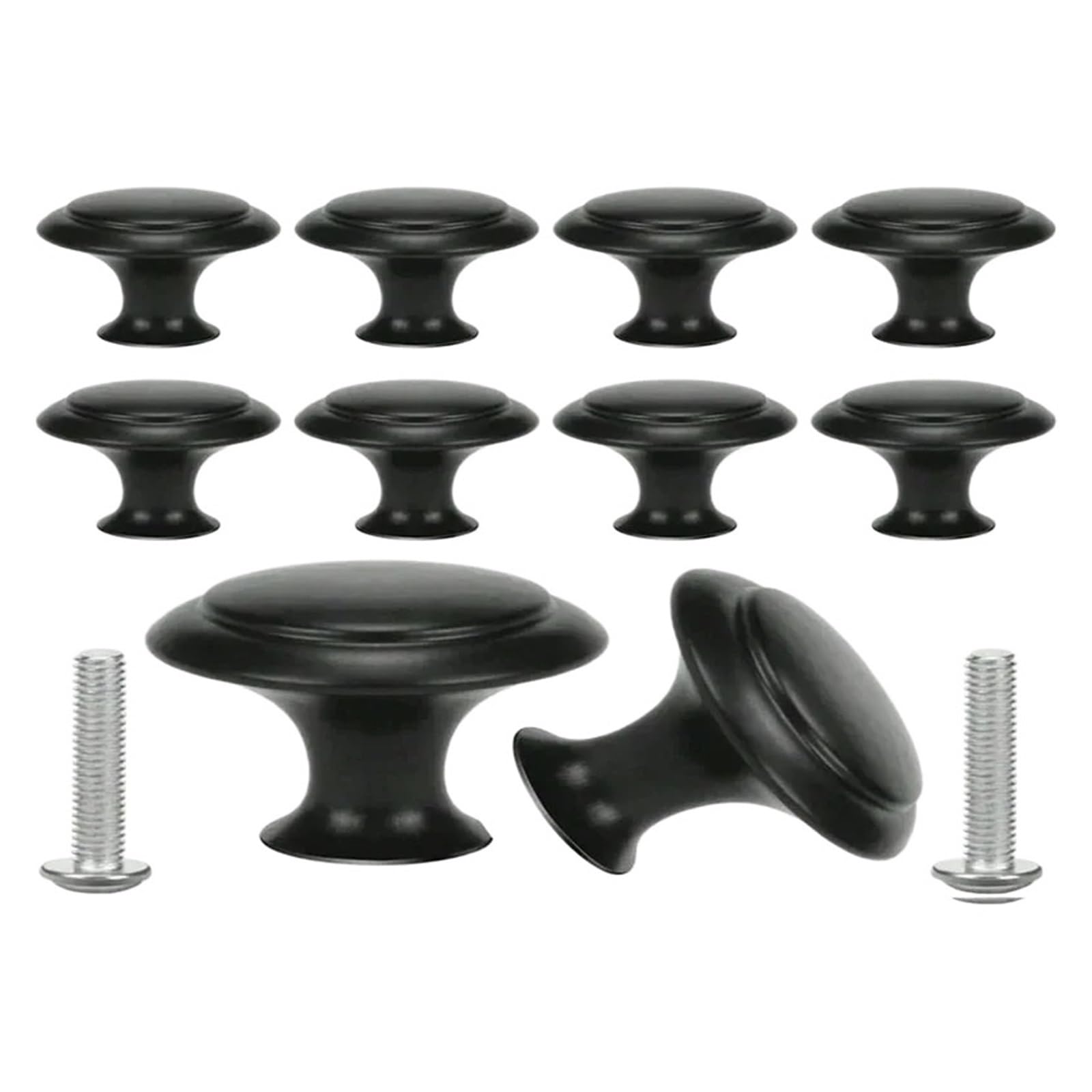 10/20pcs Matte Black Round Stainless Steel Cabinet Knobs(Single-hole 10PCS)
