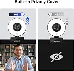 papalook 2K Webcam with Ring Light and Privacy Cover, PA552 Full HD Streaming Web Camera with Dual Microphones, Plug and Play USB Webcam for PC Laptop Desktop, Zoom Skype Teams Video Conference