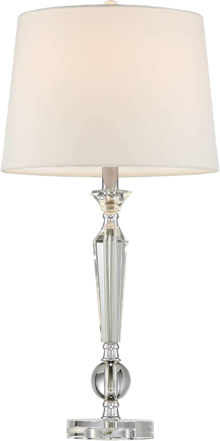 Prоmо Dіѕсоunt Uр Tо 70% оƒƒ Jolie Traditional Art Deco Table Lamps 26 High Set of 2 Crystal Candlestick Off White Drum Shade Decor for Living Room Bedroom House Bedside Nightstand Home Office Entryway - Vienna Full Spectrum