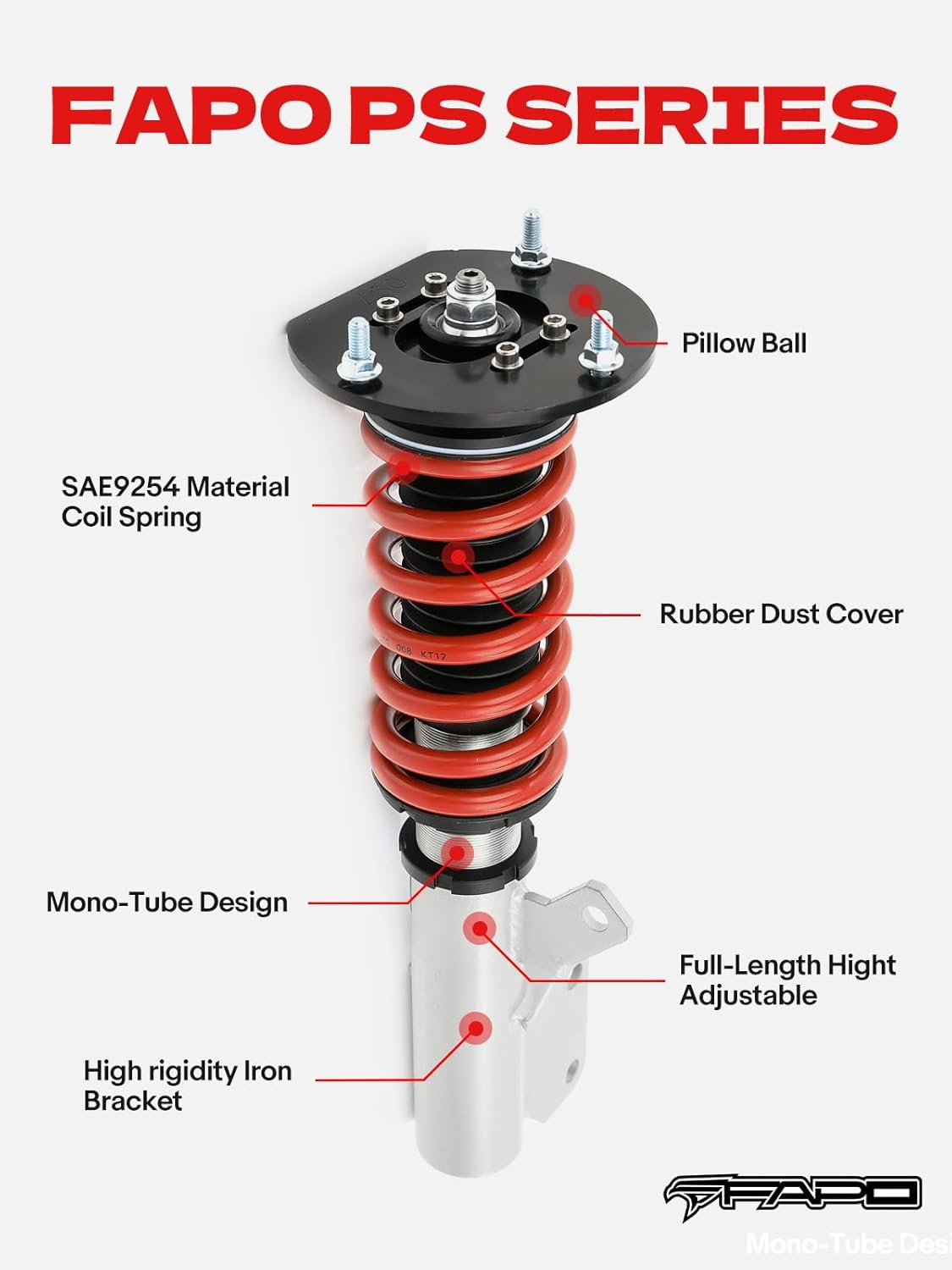 FAPO Coilover for Chevrolet Cobalt 2005-2010, for Chevrolet HHR 2006-2010, for Pontiac G5 2007-2009 Adjustable Height Mono-Tube Shock Suspension Strut Lowering Kits