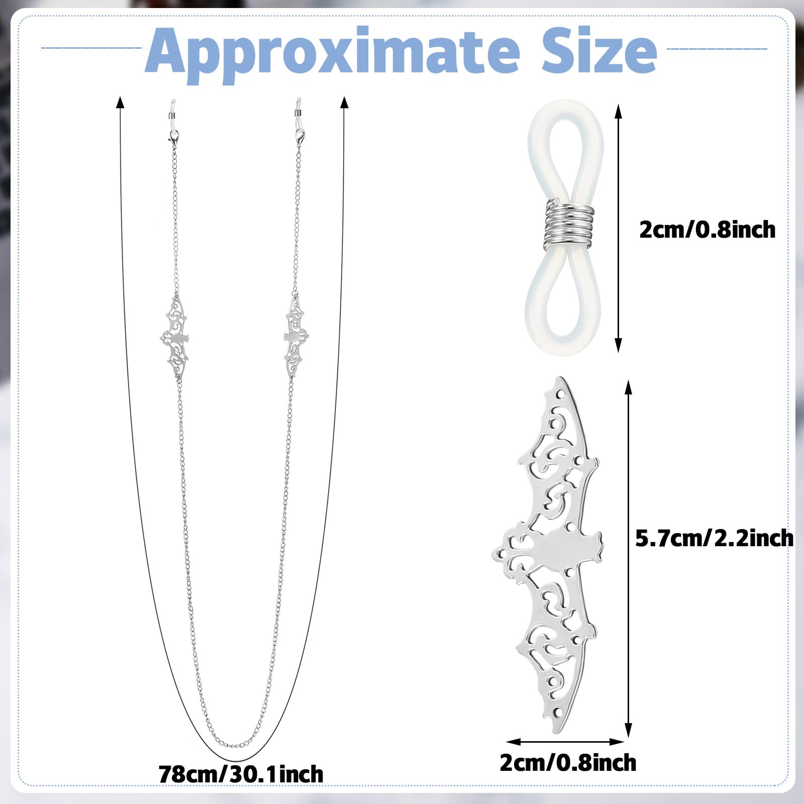 Frienda 2 Pieces Glass Chains Bat Goth Sunglasses Eyeglass Eyewear Lanyard Halloween Party Accessories for Women Men: Silver