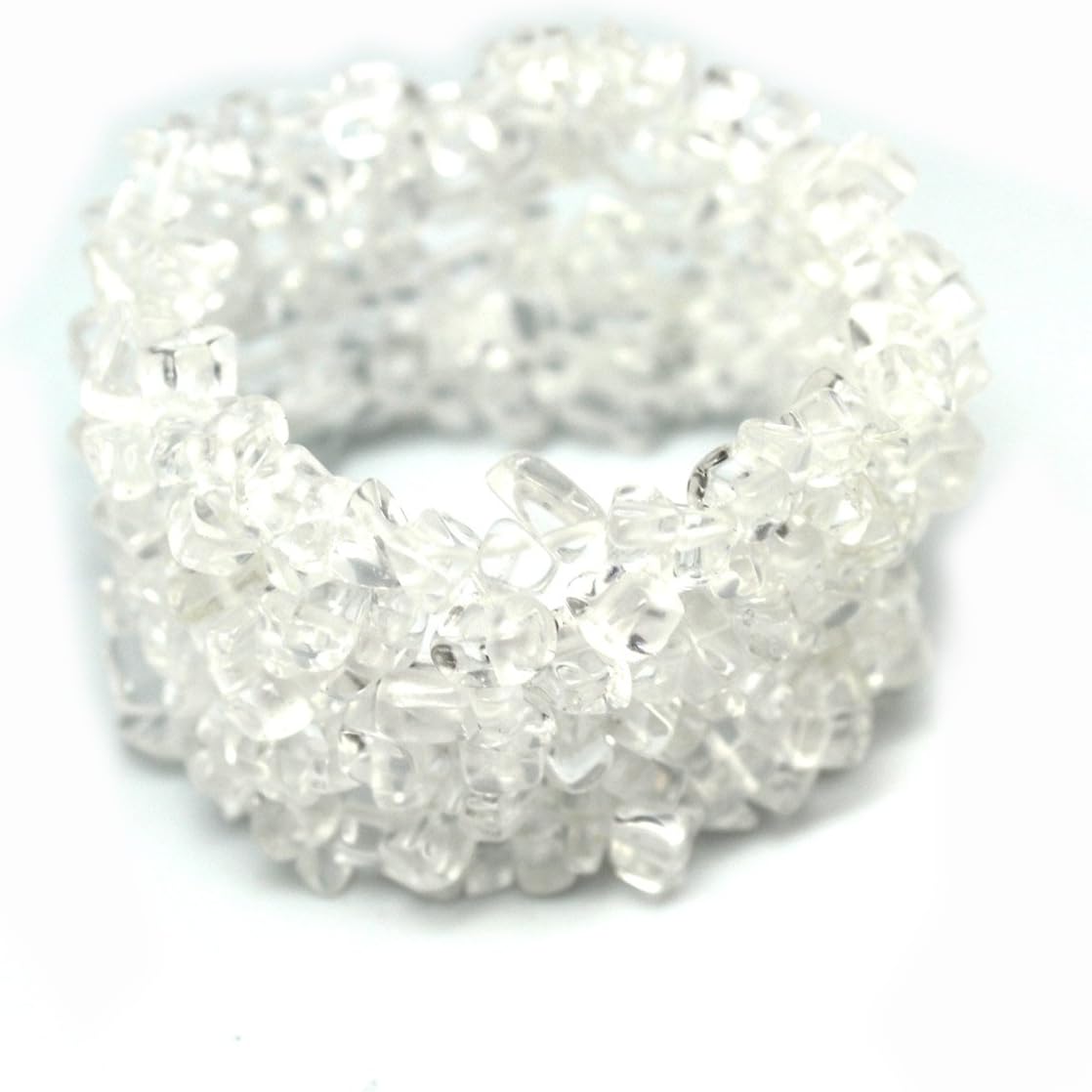 Clear Quartz Stone Bead Stretch Bracelet