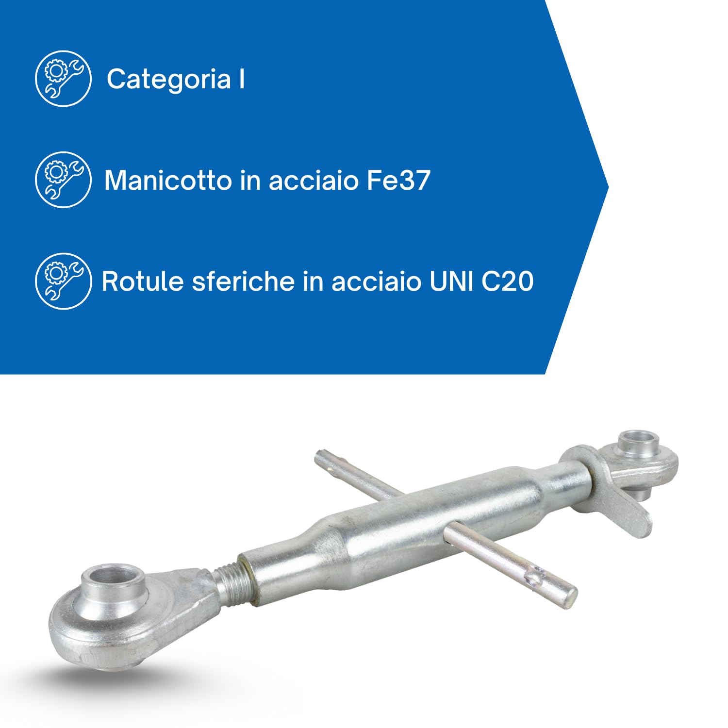 Ama Tercer punto para el gato tractor. I: Longitud de puntada superior básica 330-490 mm, compatible con Goldoni y Same