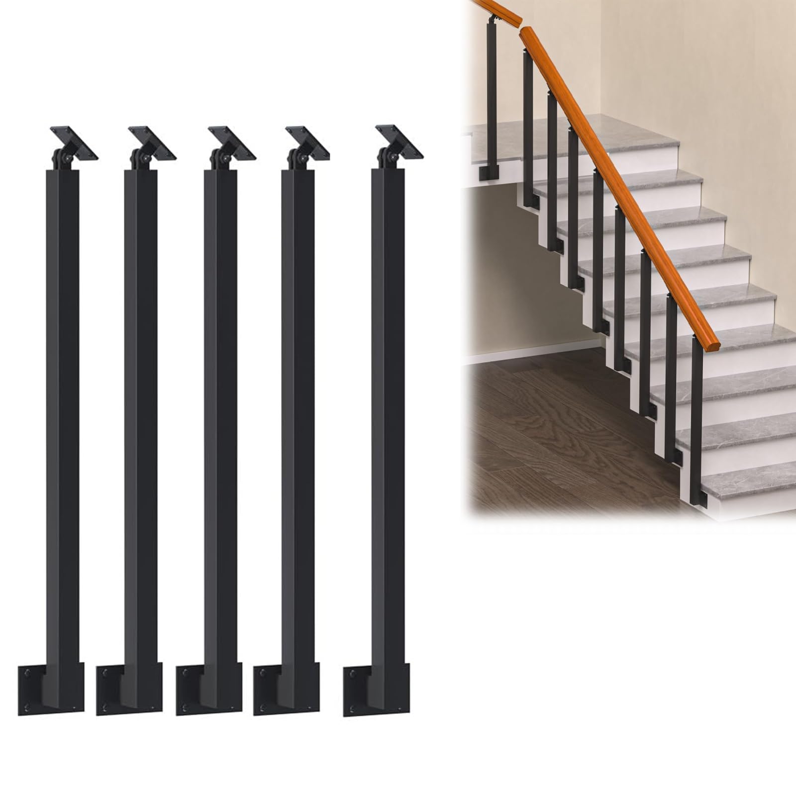 Poteaux de balustre en métal noir de qualité supérieure à hauteur personnalisable latérale