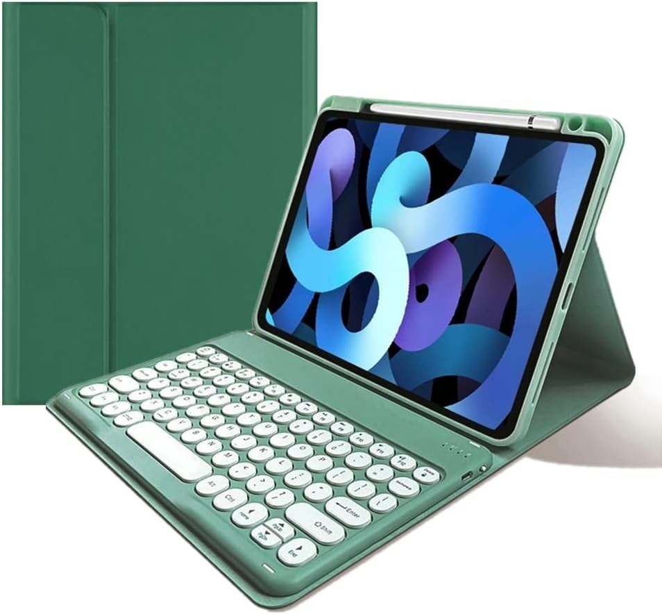 kaitesi Keyboard Case for iPad mini A17 Pro/iPad mini 6th Gen Detachable Keyboard with Pencil Charging Holder Slim Cover Round Key Color Keyboard (Dark Green)