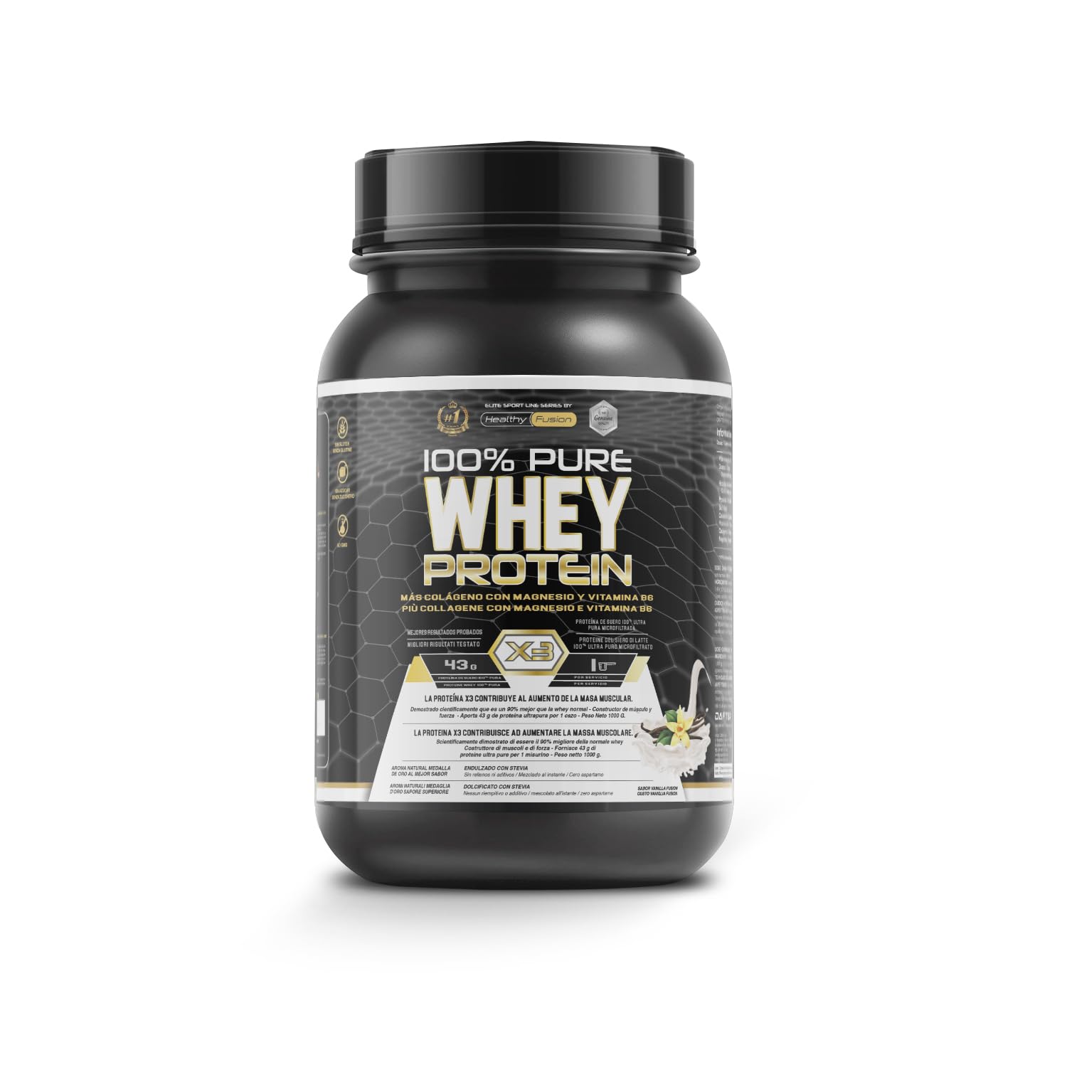 Healthy Fusion Whey Protein | Proteina Whey pura con Collagene e Magnesio | Migliora i tuoi allenamenti | Protegge e aumenta la massa muscolare | 1000g di proteina (Vaniglia)