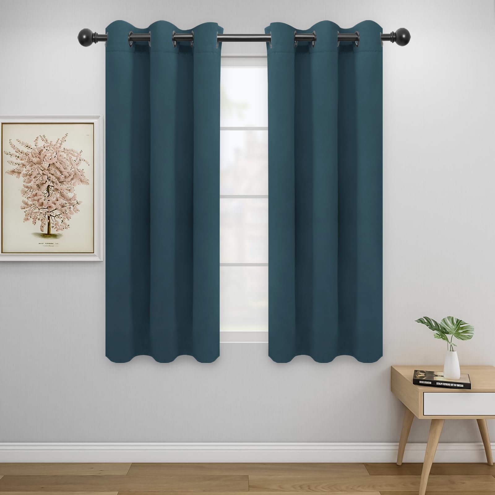 Easy-Going Blackout Curtains for Bedroom, Solid Thermal Insulated Grommet and Noise Reduction Window Drapes, Room Darkening Curtains for Living Room, 2 Panels (34x54 in, Bluestone) — image 1