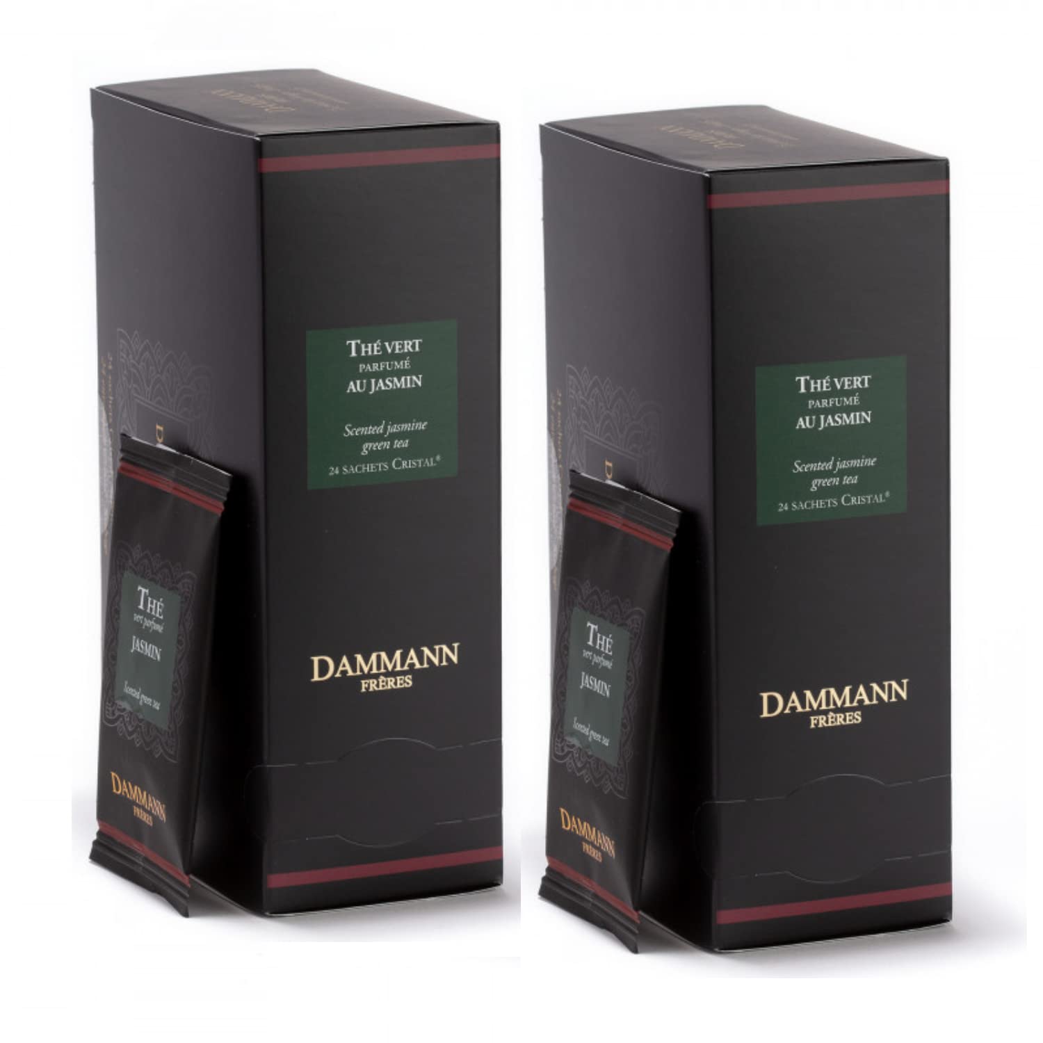 Dammann Frères® | Jaśminowa zielona herbata | Saszetki z zieloną herbatą i jaśminem - 2 x 24 saszetki (96 gr) | Torebki na herbatę | Mieszanka chińskiej zielonej herbaty